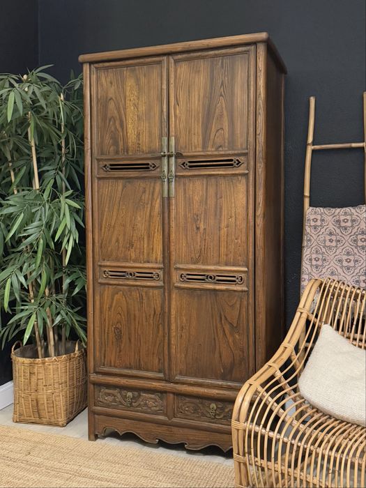 armario, movel, aparador, louceiro, olmo, talha, oriental, rustico