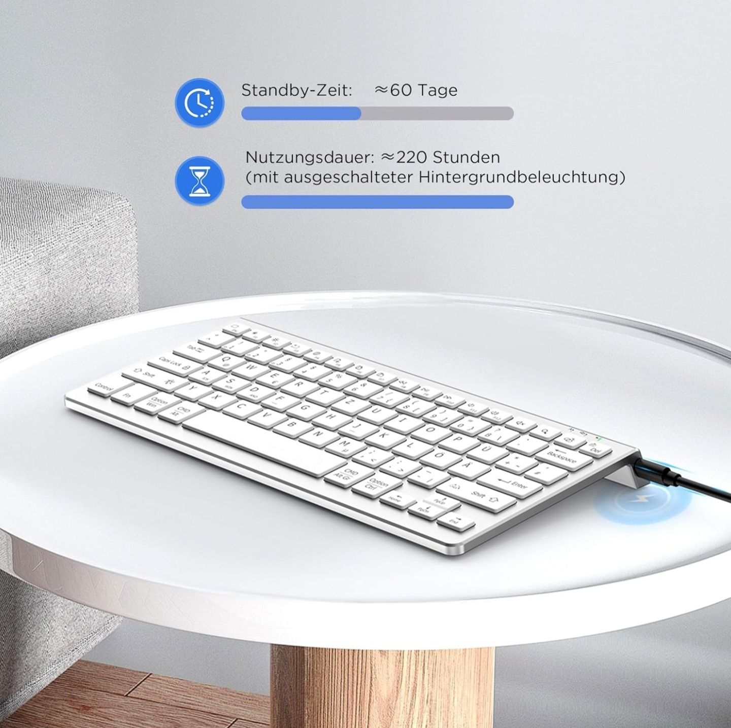 CACOE Klawiatura Bluetooth – wielofunkcyjna, podświetlana,