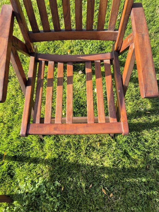 Krzesła Fotele ogrodowe drewniane, rozkładane cena za 3 sztuki