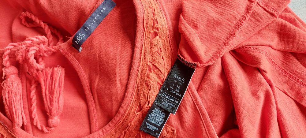 Marks&Spencer r.38 maxi / długa sukienka pomarańczowa haft