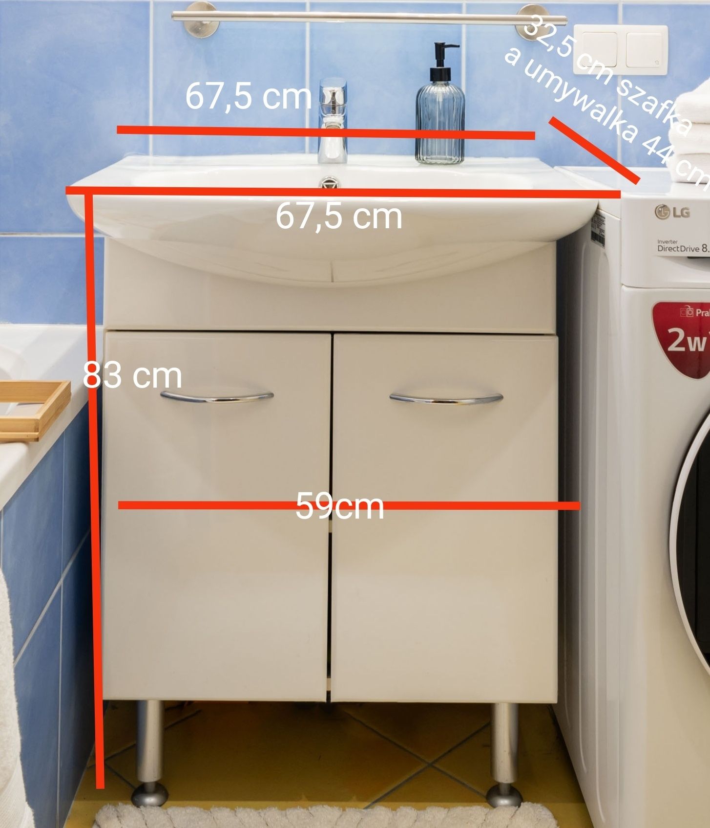 Szafka do łazienki z umywalką bez baterii 60cm