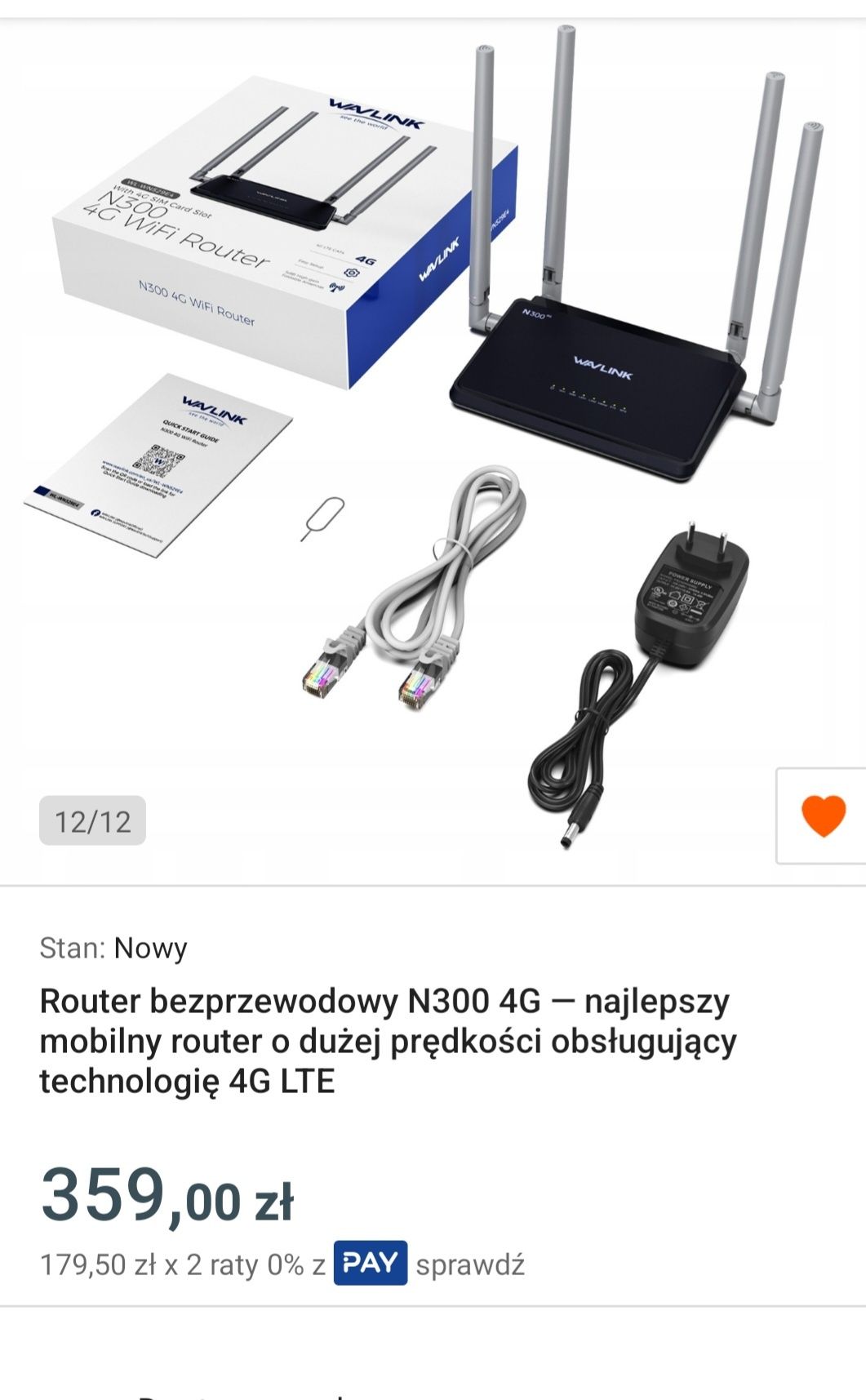 Router bezprzewodowy N300 4G WiFi