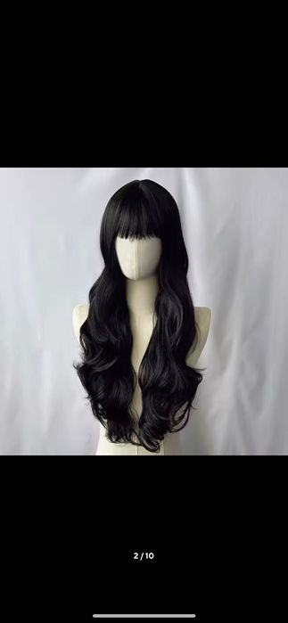 Nowa czarna damska peruka długa