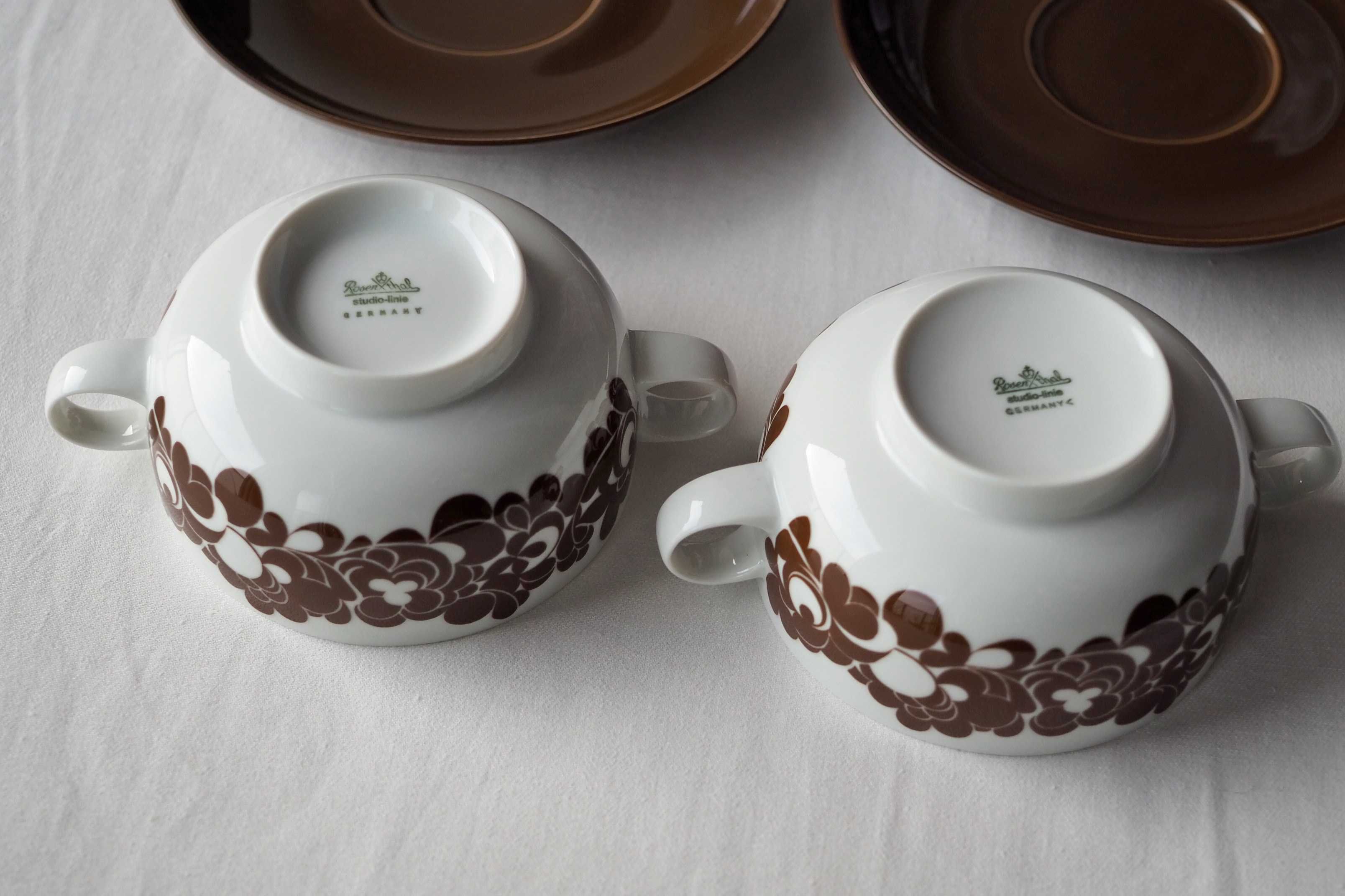 Porcelana Rosenthal studio-line bulionówka Cordial Braun zestaw