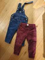 Spodnie ogrodniczki jeansowe H&M bordowe joggery roz.86