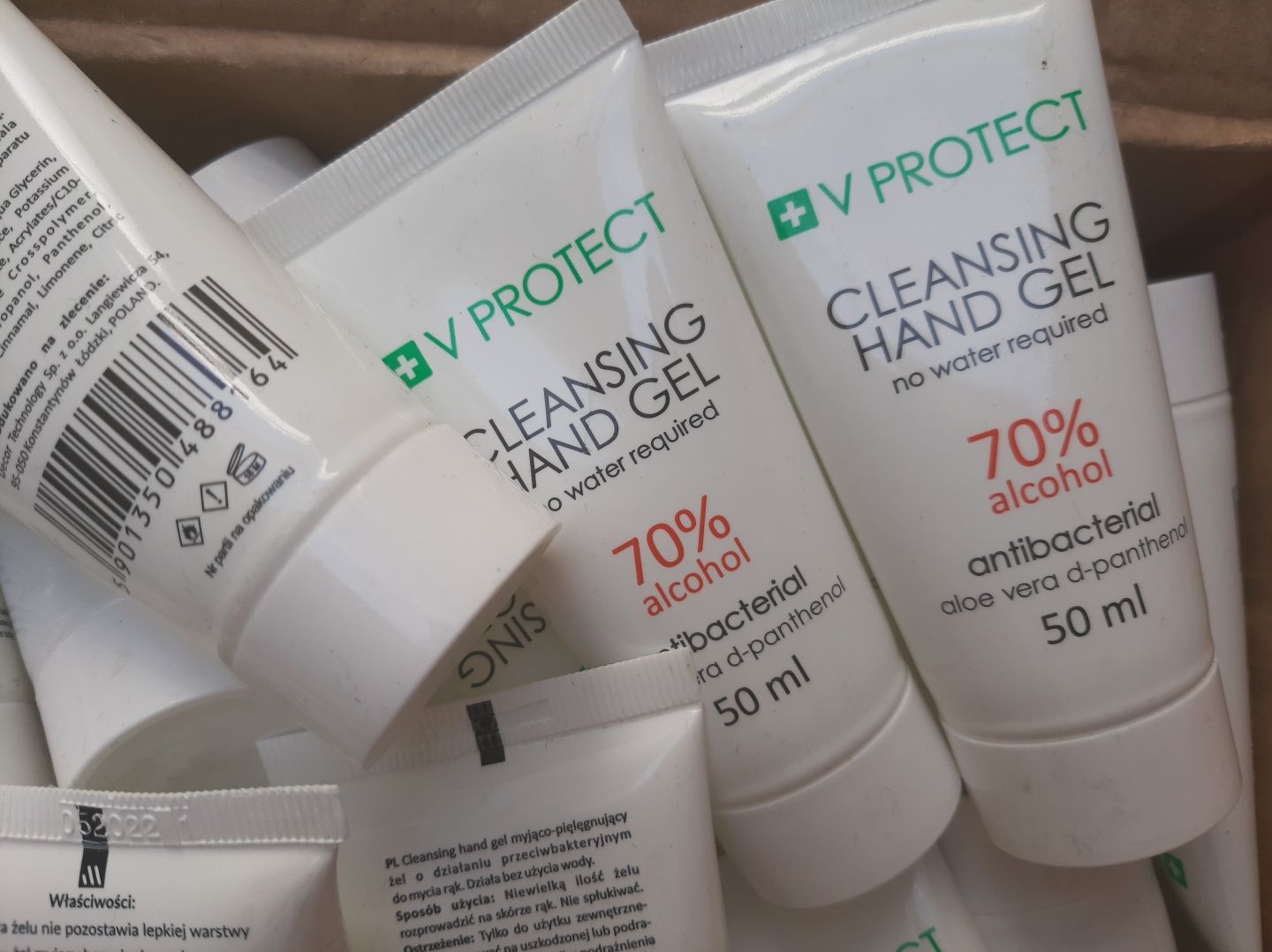 V PROTECT antybakteryjny żel do rąk 70% tubka 50ml duża ilość