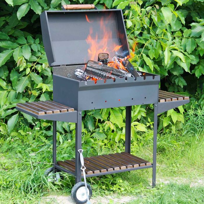 Автоматический мангал Lux, Мангал с крышкой и подставкой для дров