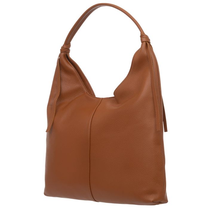 VERA PELLE torebka damska skórzana worek na ramię V665 j.niebieska