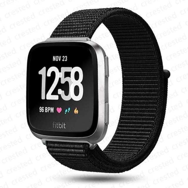 G295 Pasek nylonowy Fitbit Versa3/4,Sense/2_ CZARNY-zapinany na rzepy