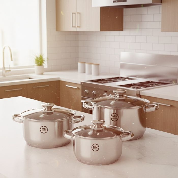 ZESTAW GARNKÓW Garnki KOMPLET 6 części MG HOME Indukcja Gaz