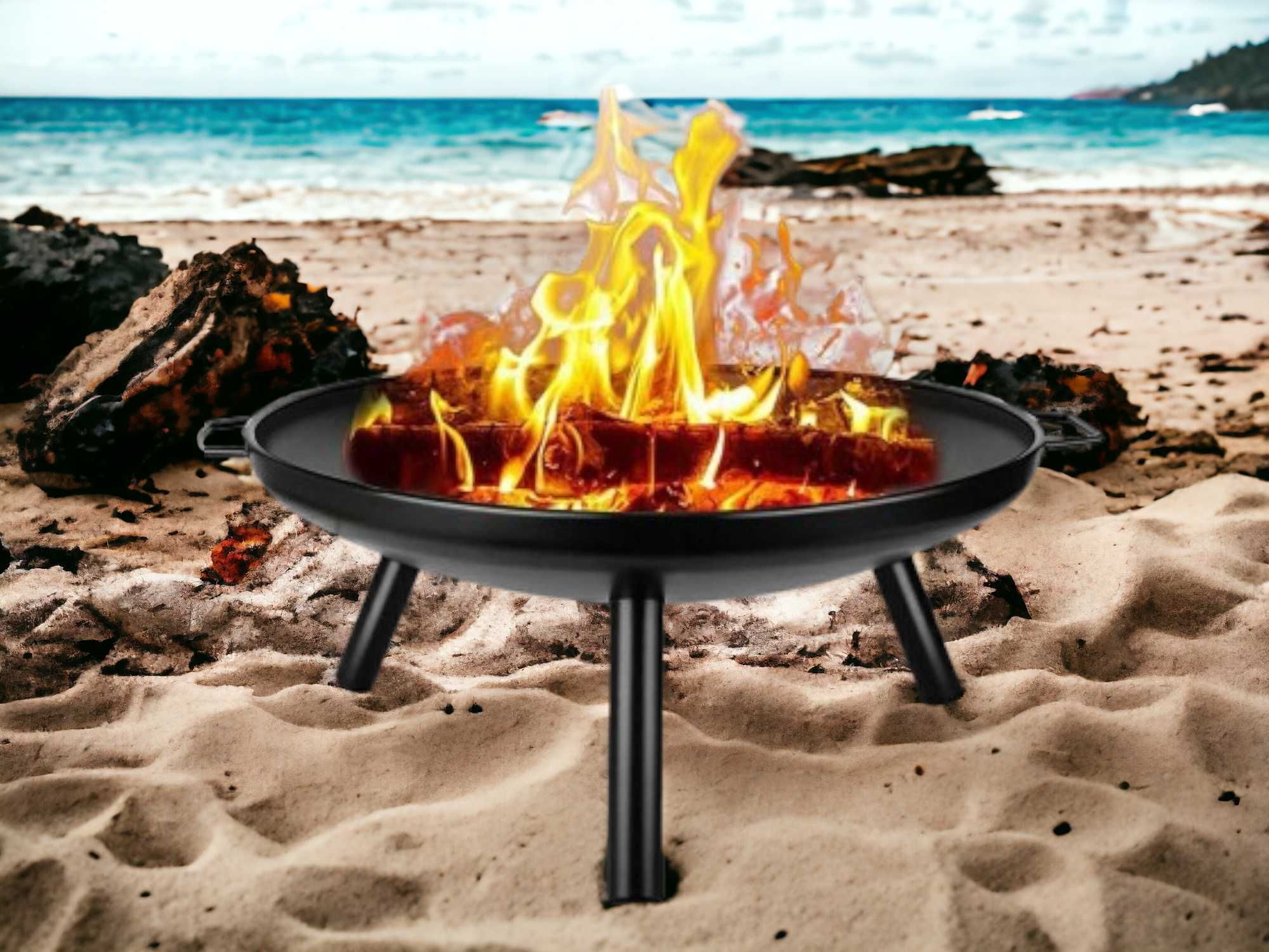 DUŻE‼️ Palenisko Ogrodowe Grill Misa Żeliwne MOCNE Ognisko 60 cm