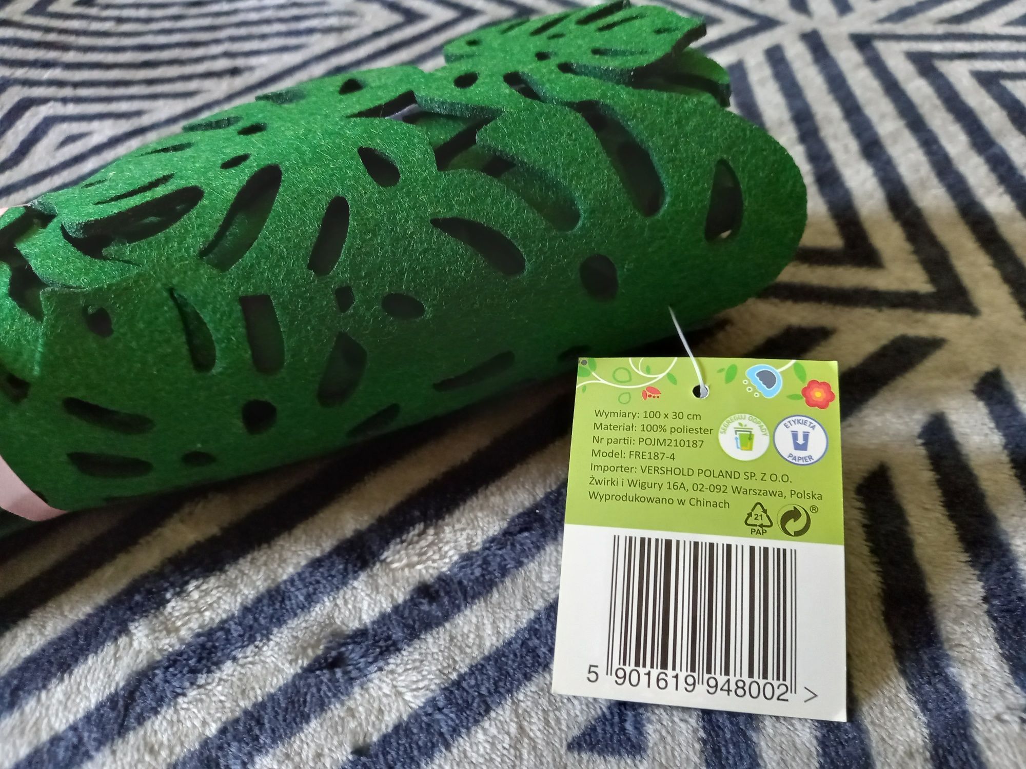 NOWY filcowy bieżnik monstera jungle liście 100 x 30 filc