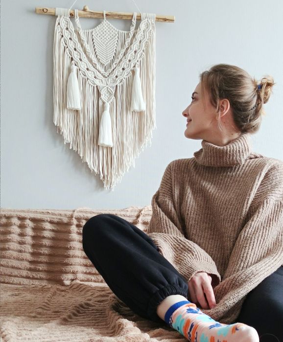 Панно макраме.Декор на стіну в Бохо стилі.Еко декор