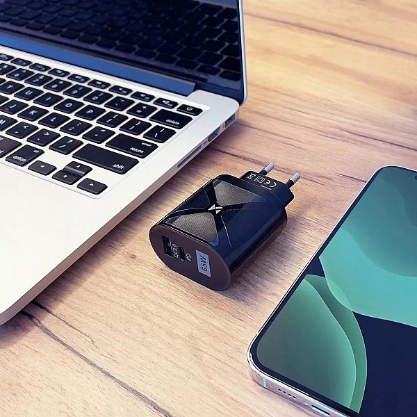 Ładowarka Sieciowa Mała Usb / Usb C / GaN 65w