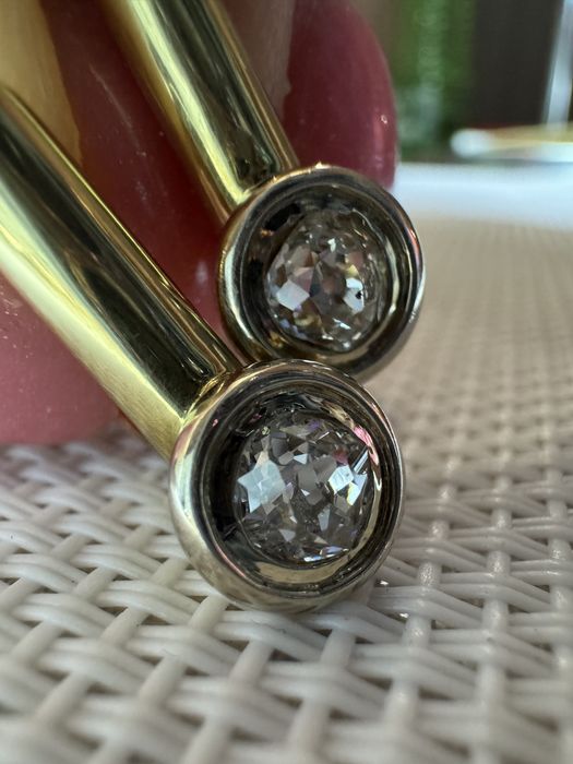 Золотые серьги с бриллиантами  алмазы 56 царизьм 1ct