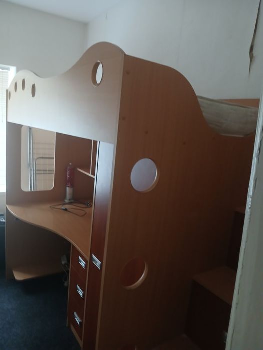 Дитяча спальна стінка, Ліжко,стіл для комп'ютера,шафа для одягу,