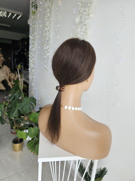 Mini topper mono baza Lucy włosy naturalne brąz 50 cm