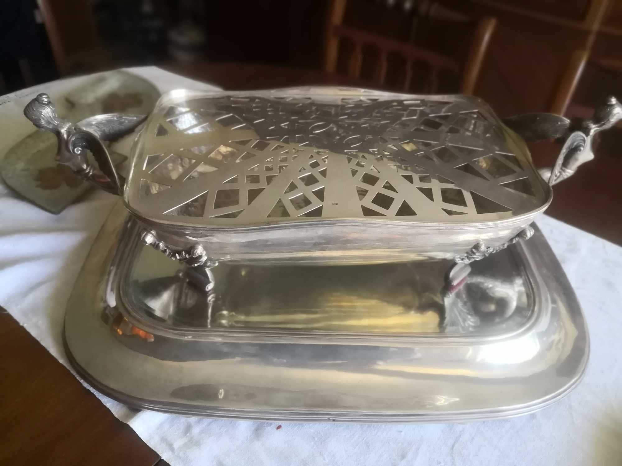 Centro de Mesa Prata Portuguesa Com Plateau
