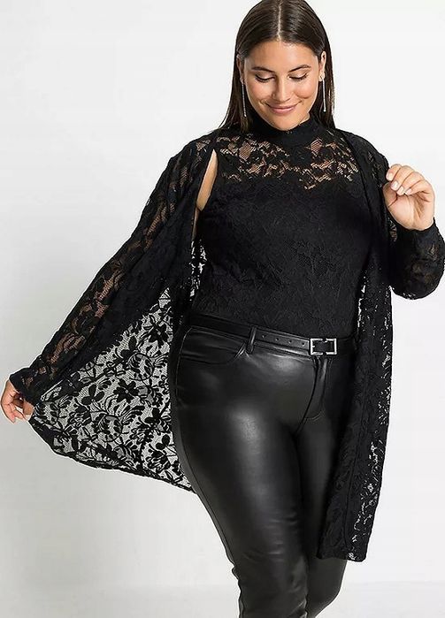 B.P.C narzutka czarna dłuższa koronkowa ^36/38