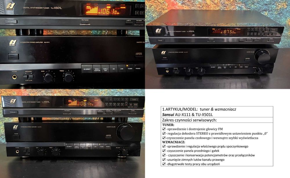 Sansui AU-X111 & TU-X501L zestaw/SERWIS/barwa 1. klasa/IDEAŁ/okazja