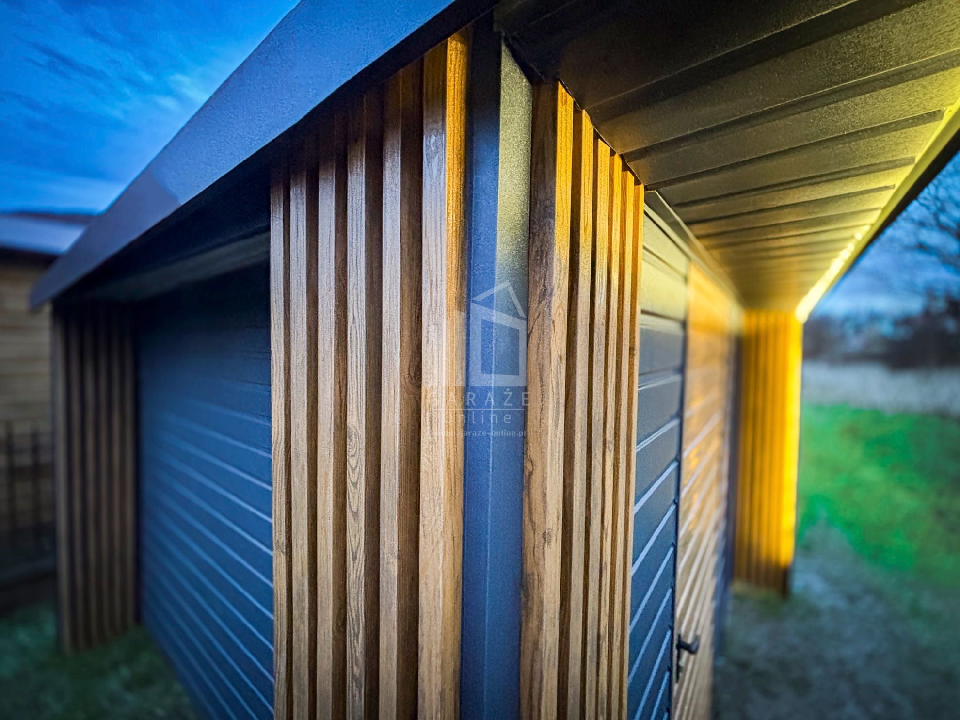 Schowe Domek Premium 3X3M + Wiata Drzwi Dekor Z Lameli  Id902