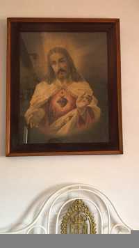 Quadro antigo com imagem de jesus cristo