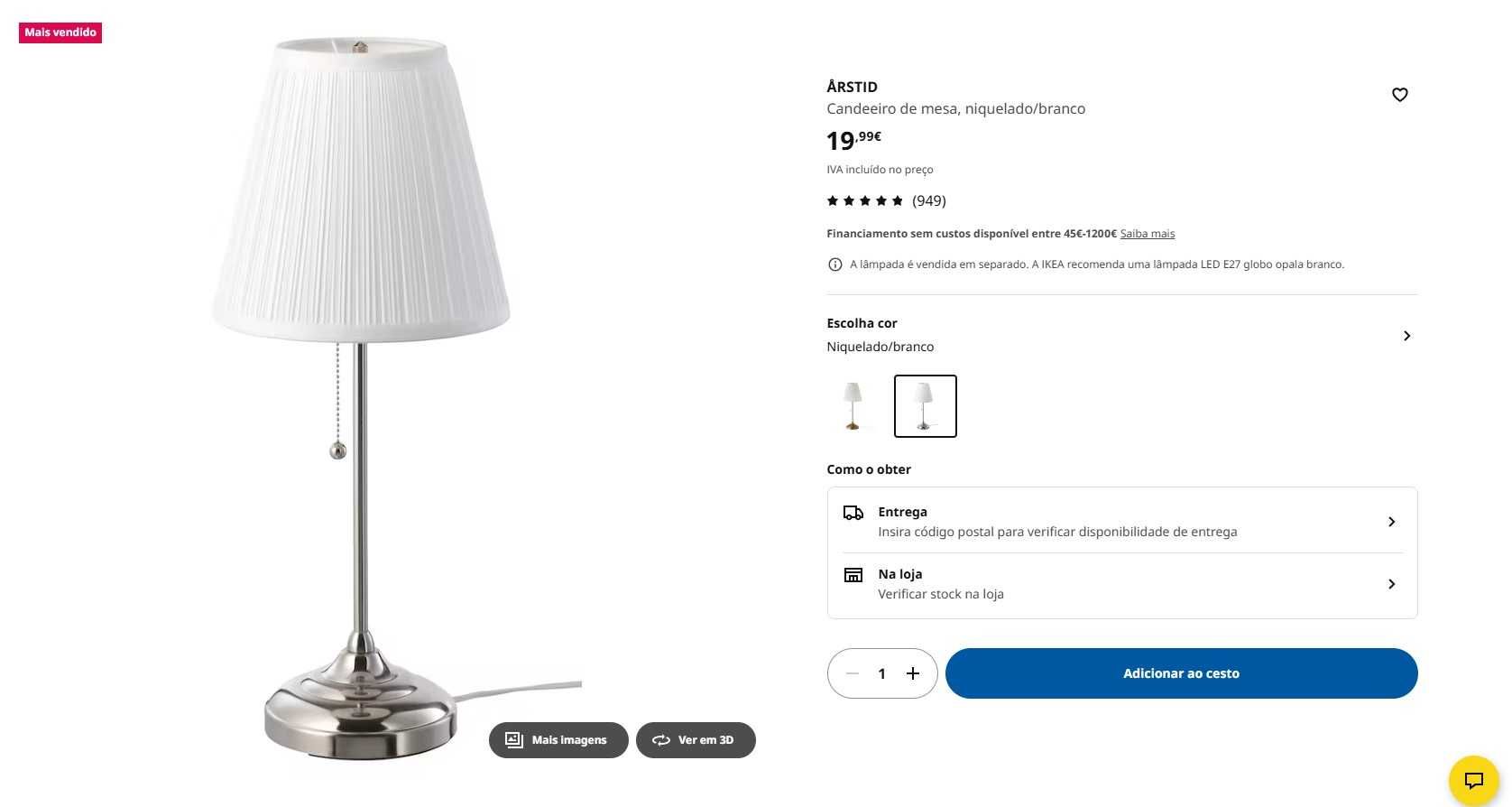 Candeeiros mesa  e Tecto - Arstid IKEA