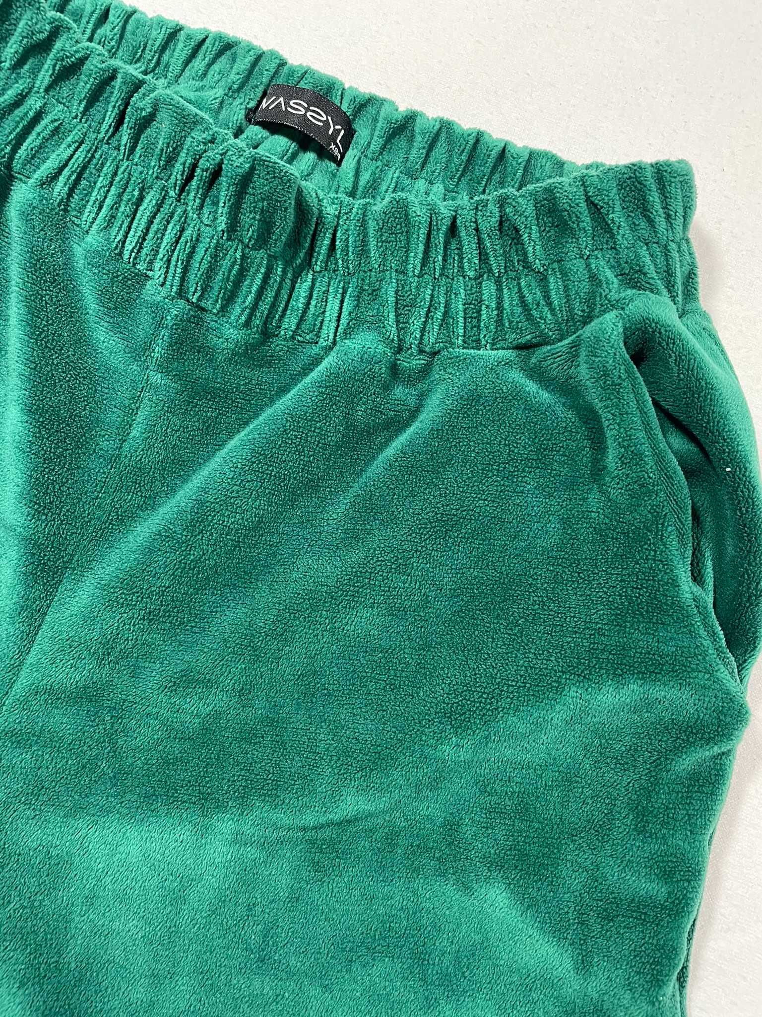 Wassyl welurowe zielone spodnie xs/s
