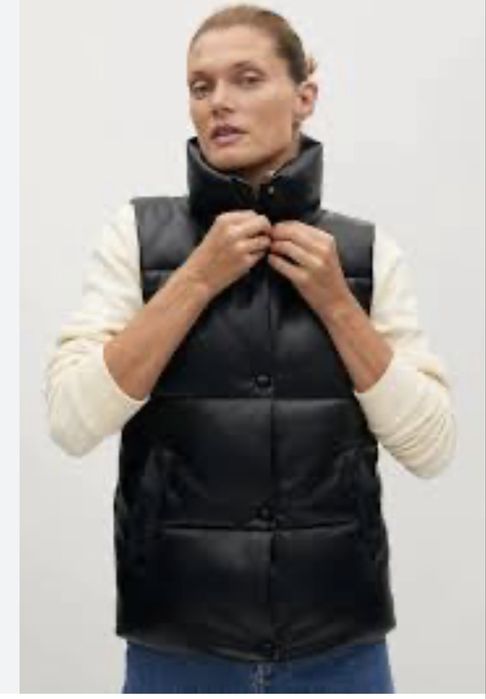 Жилет Жилетка чорного кольроу з еко шкіри манго mango