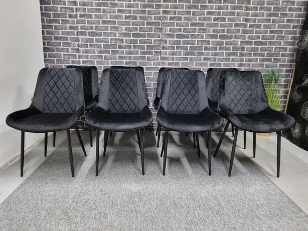 Nowe krzesła welurowe czarne