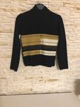 Sweter damski czarny, w beżowo kremowe pasy roz. 34