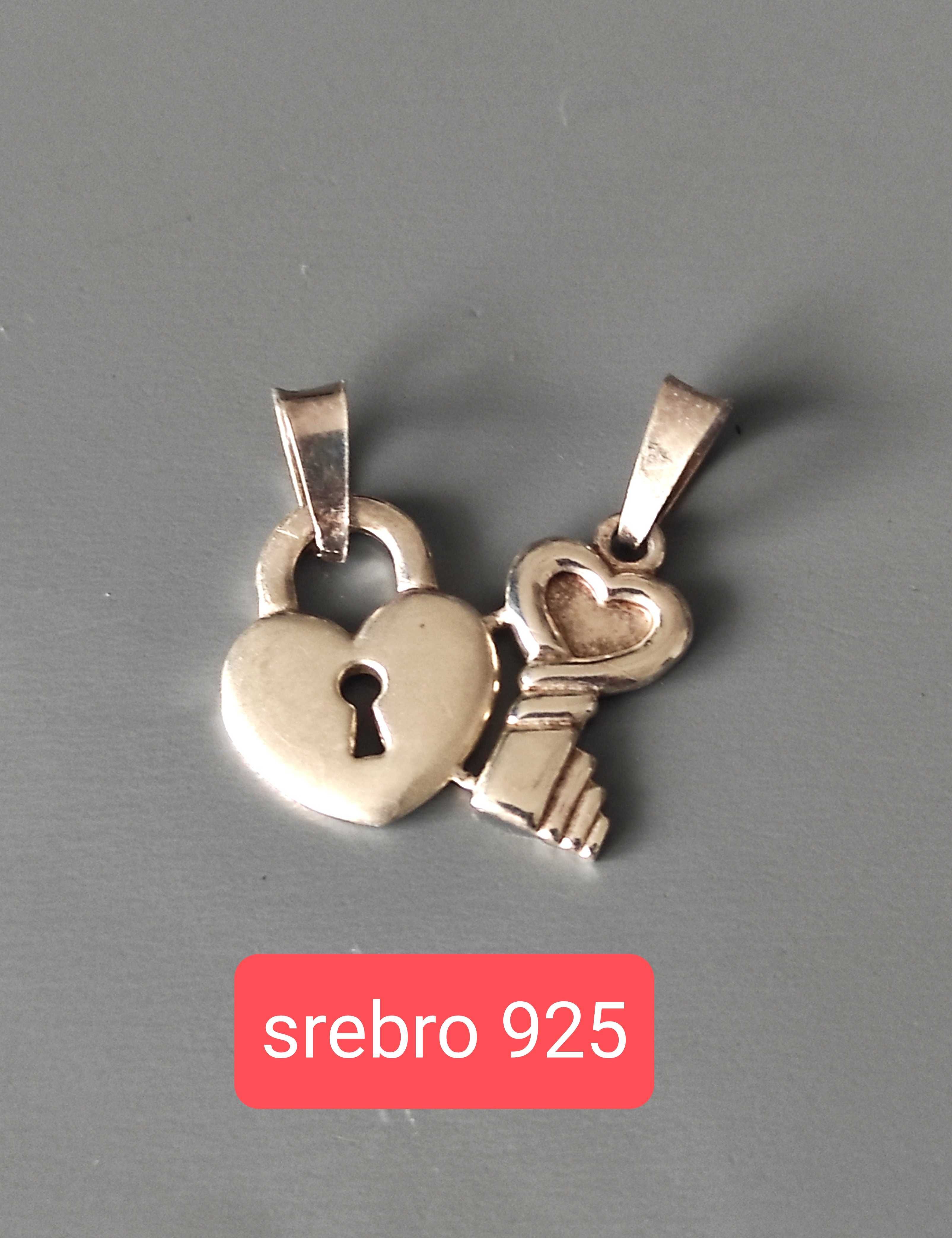 Srebrny wisiorek kłódka z kluczykiem, srebro 925