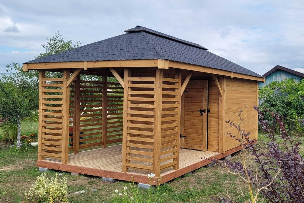 Domek z Altaną VANESSA wiata drewutnia 6x3 DREWNOTRIK.PL