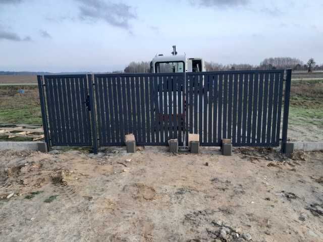 Kompletna brama palisadowa+ furtka palisadowa. Grube słupy