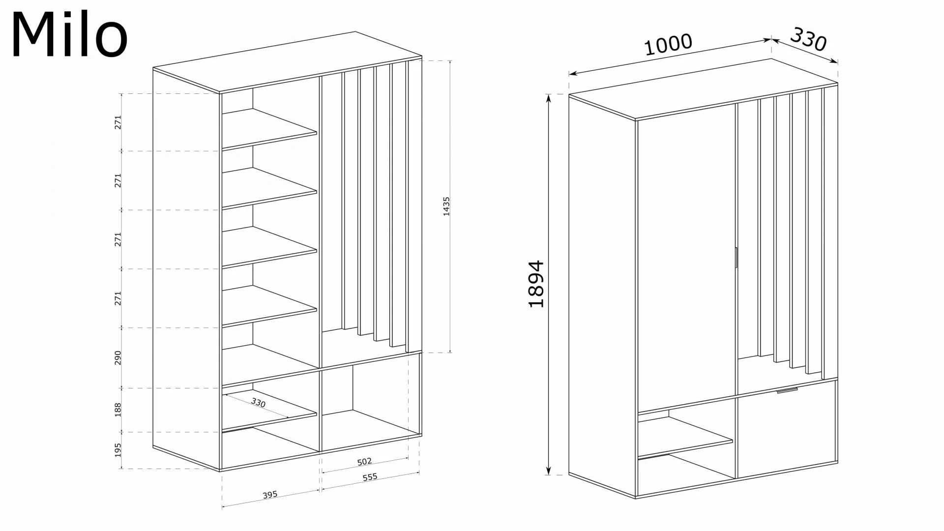 Garderoba do przedpokoju z lustrem 100 cm dąb Artisan czarne detale
