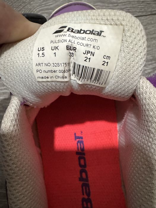 Продам кроссовки детские для тенниса Babolar , 33размер на стопу 21см