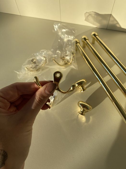 Zestaw uchwytów meblowych 3 relingi 2 gałki 4 haczyki