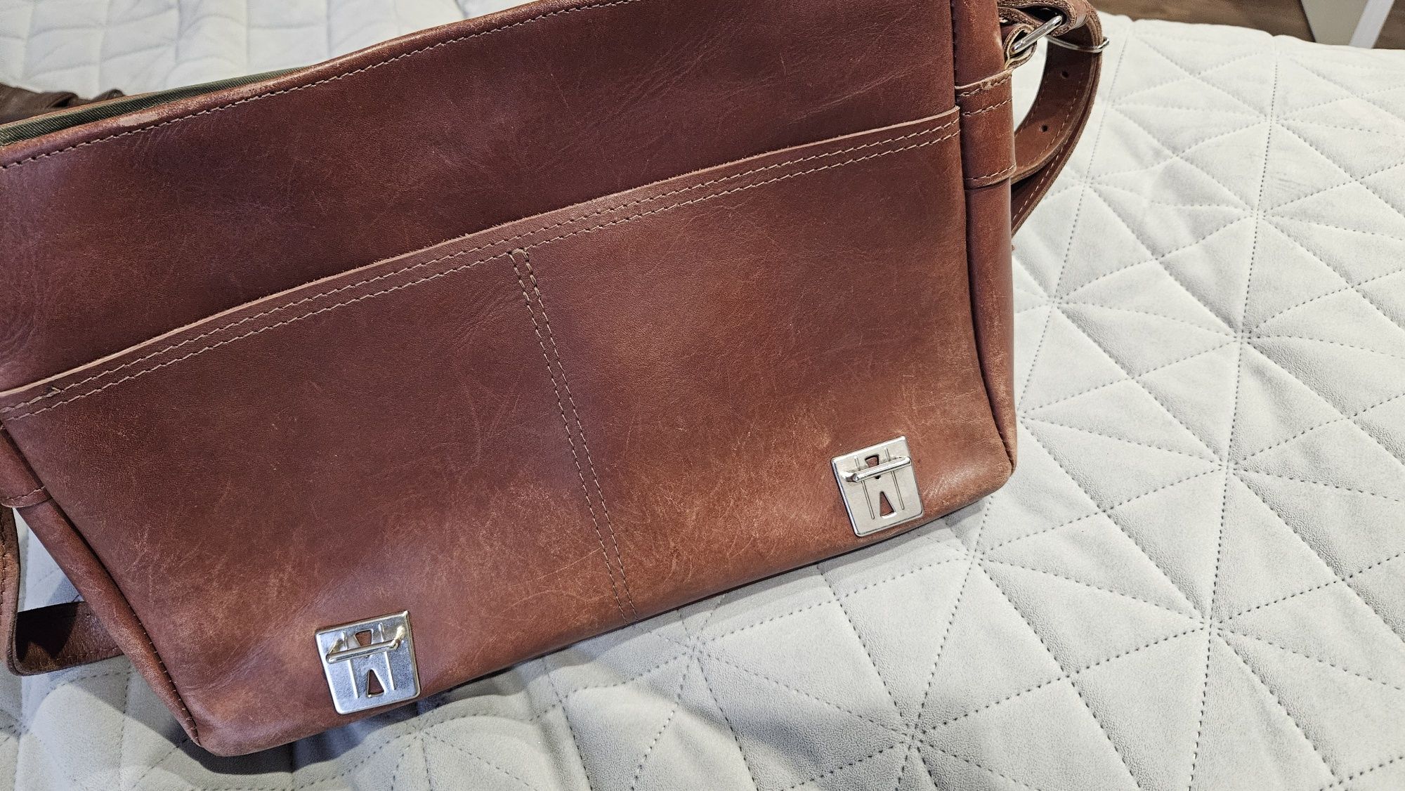 Torba skórzana listonoszka barelly bags vintage hand made