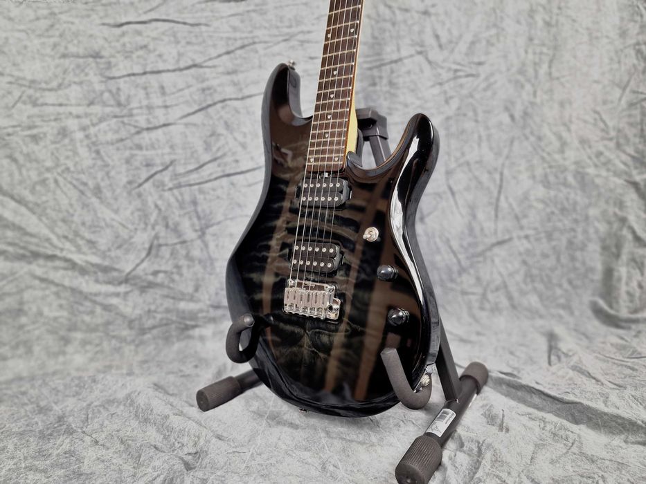Sterling by Music Man JP100 Transparent Black - Sygnatura Petrucci'ego