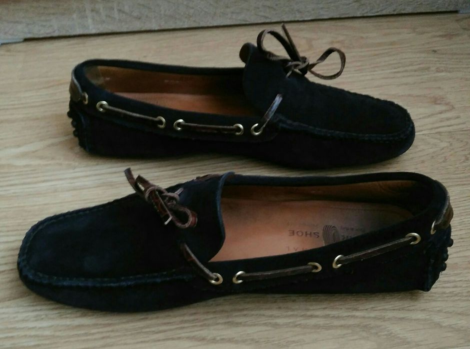 Buty mokasyny męskie markowe skórzane ze skóry 41 CAR SHOE granatowe