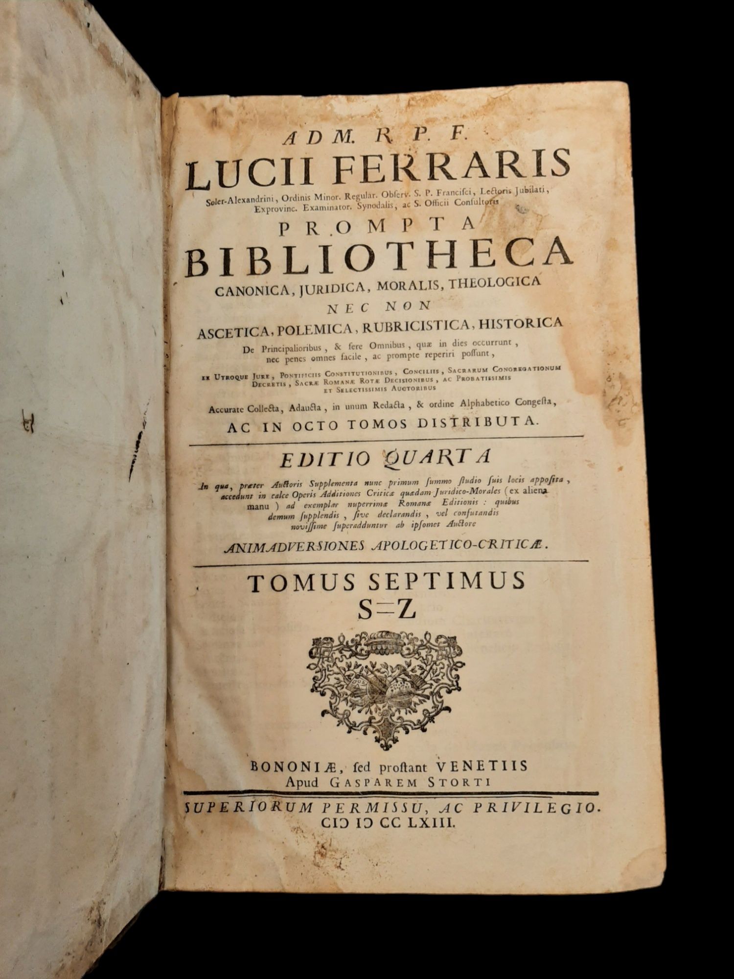 Livro - Prompta Bibliotheca Canonica - 1763