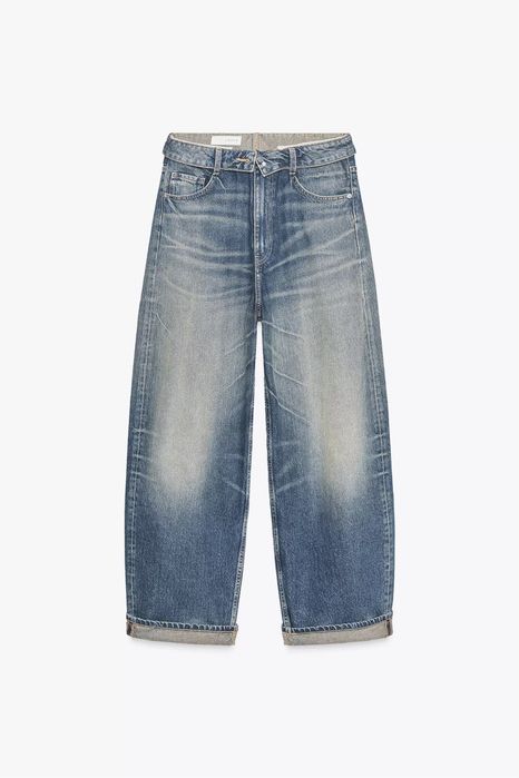 Джинси ZARA trf з середньою посадкою та загнутим поясом