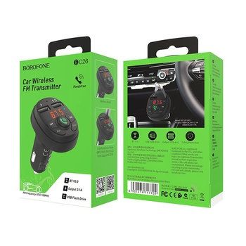 Borofone Transmiter FM BC26 Music Joy MP3, Bluetooth, - 2xUSB - 2,1A
