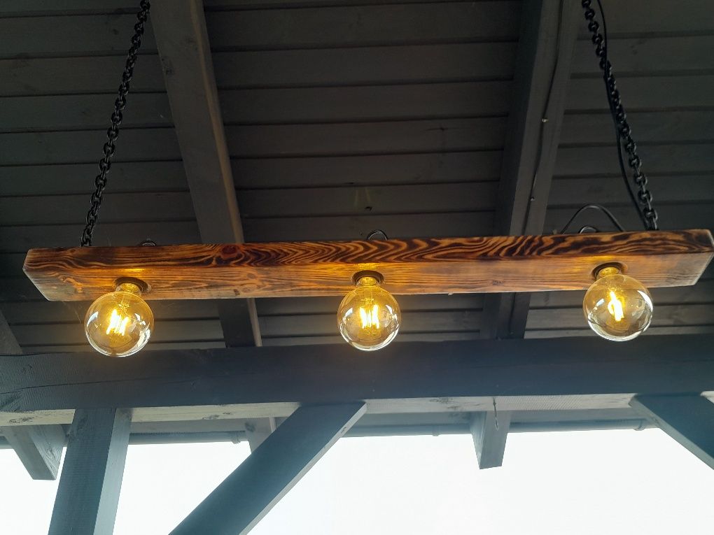 Lampa wisząca palone drewno loft 100cm