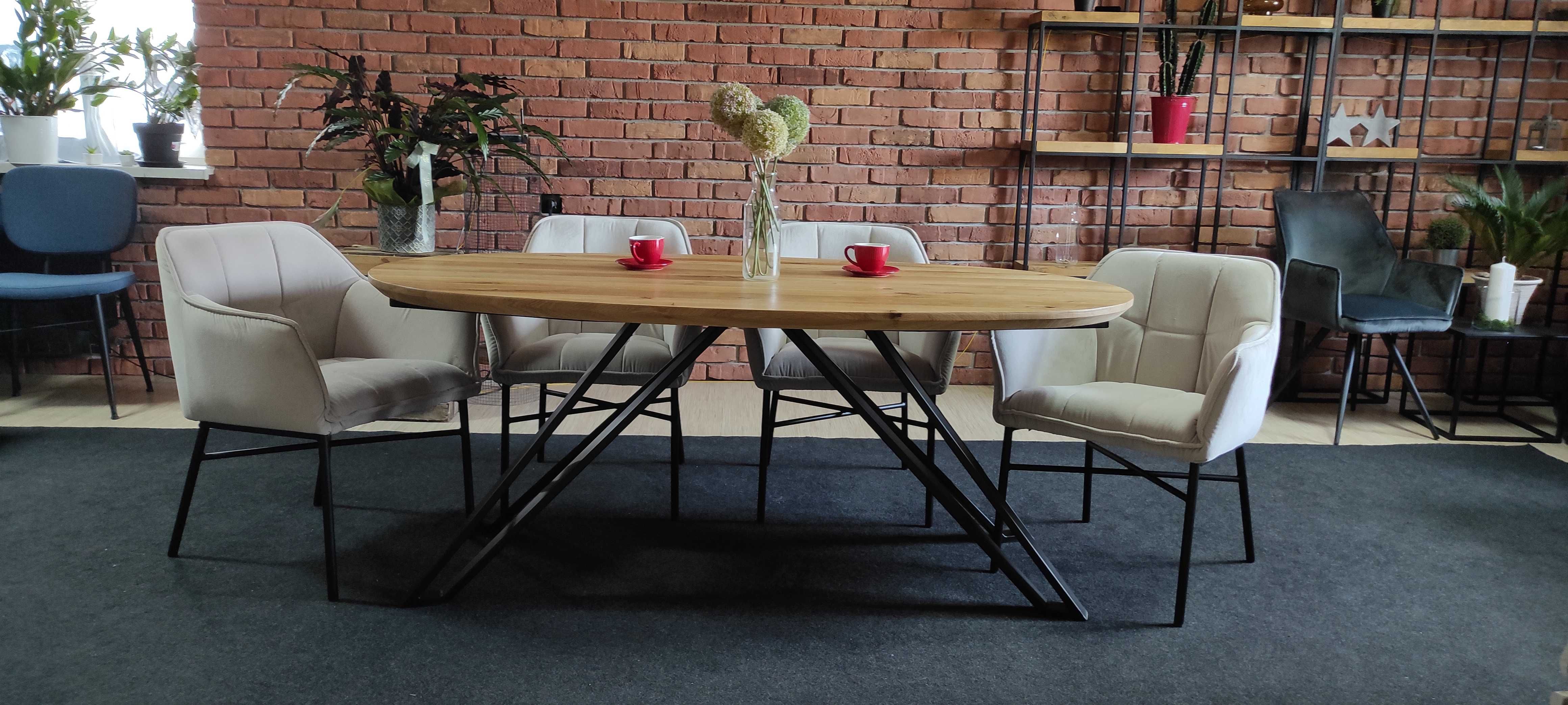 stół dębowy owalny  200x100 unikatowa krawędź nowość producent