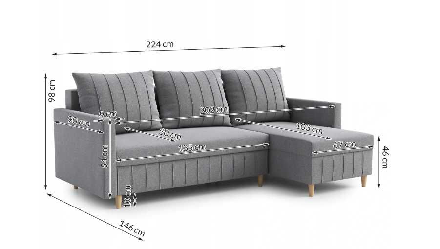 Narożnik Rozkładany Sofa 224 cm Bari RN07 O-sofa