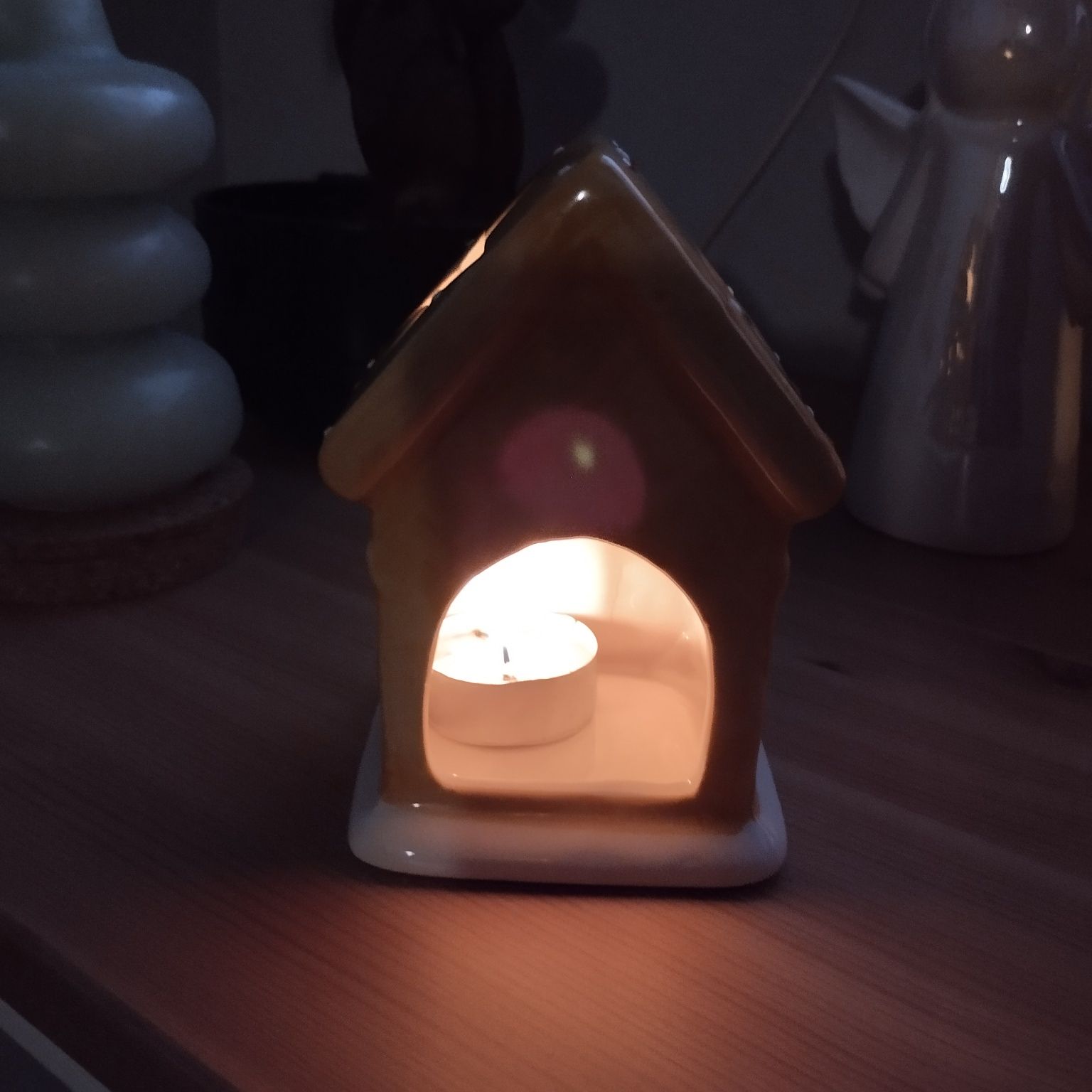 Świecznik domek ceramika