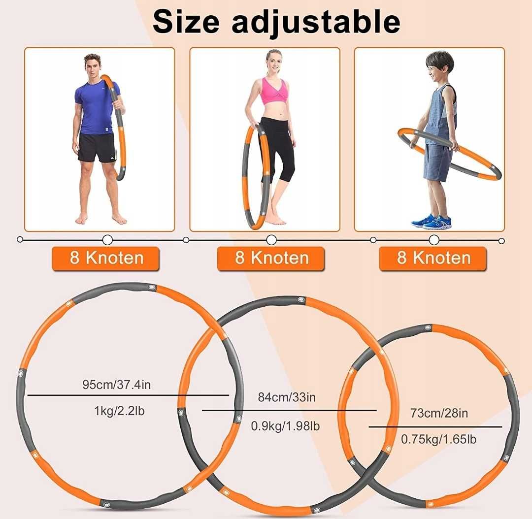 Hula hop odchudzające do ćwiczeń 95cm 800g