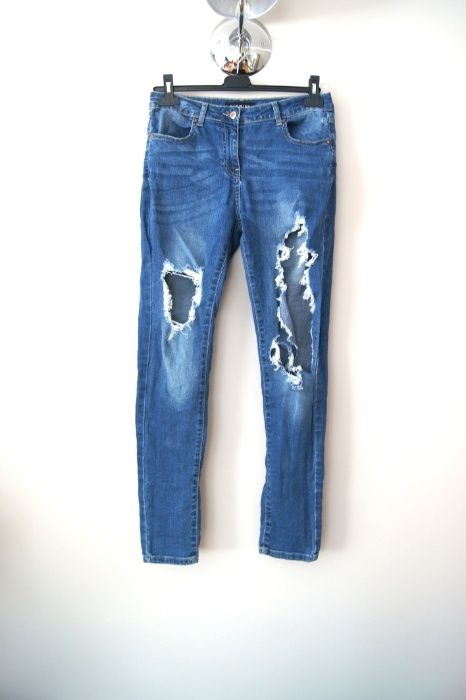 dżinsy jeansy z rozdarciami dziurami spodnie jeansowe dżinsowe 40L 38M