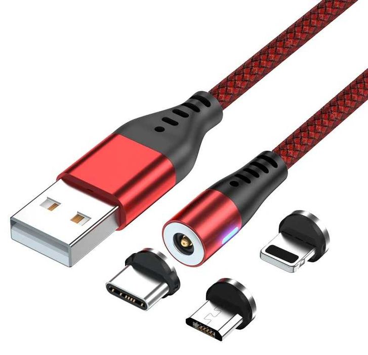Kabel Przewód USB typ C Micro iPhone Magnetyczny 2mb